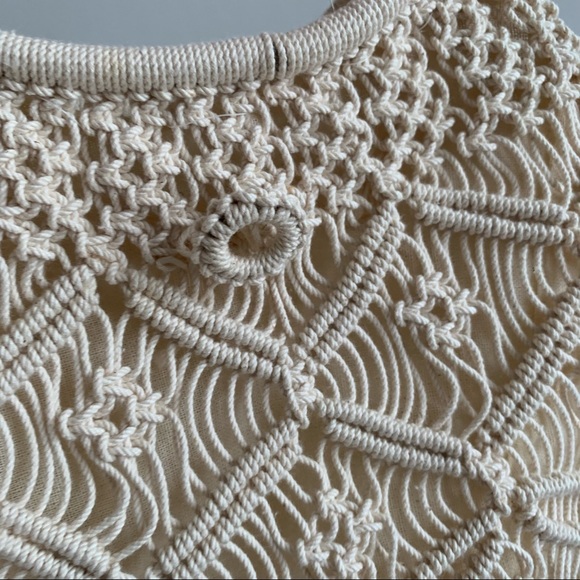 Bohemian Crochet knit Macrame round hanle handbag - Picture 6 of 7